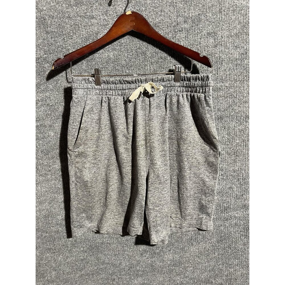 Feat Shorts Mens Large Gray Sweat Jersey Drawstring Zip Pocket Athletic Gym